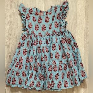 Pink chicken woven toddler dress